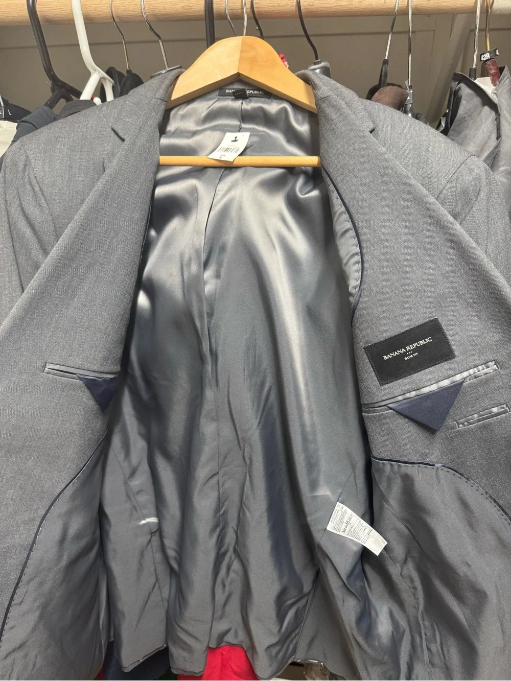 Banana Republic Gray Men's Suit Jacket - Modern Two-Button Blazer
